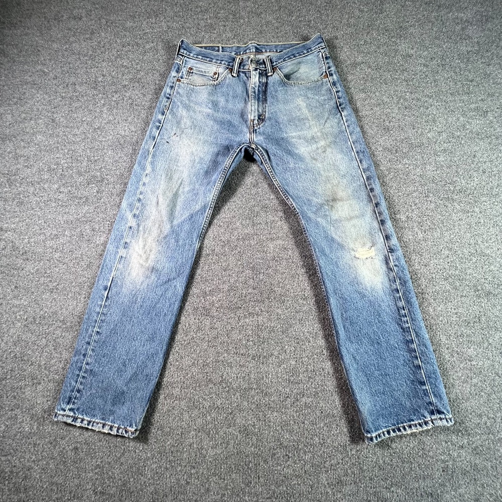 Levi's 505 Straight Jeans Men's 32x30 Blue Cotton Denim Faded Workwear Travel
